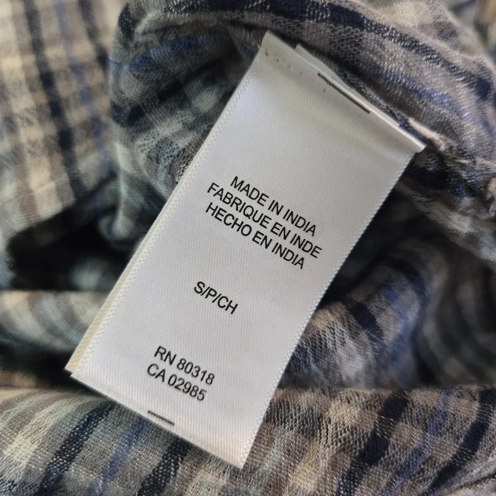 Lucky Brand Womens Small Tiny Plaid Blue Button Up Long Sleeve Pockets‎ Cowgirl - Picture 12 of 13